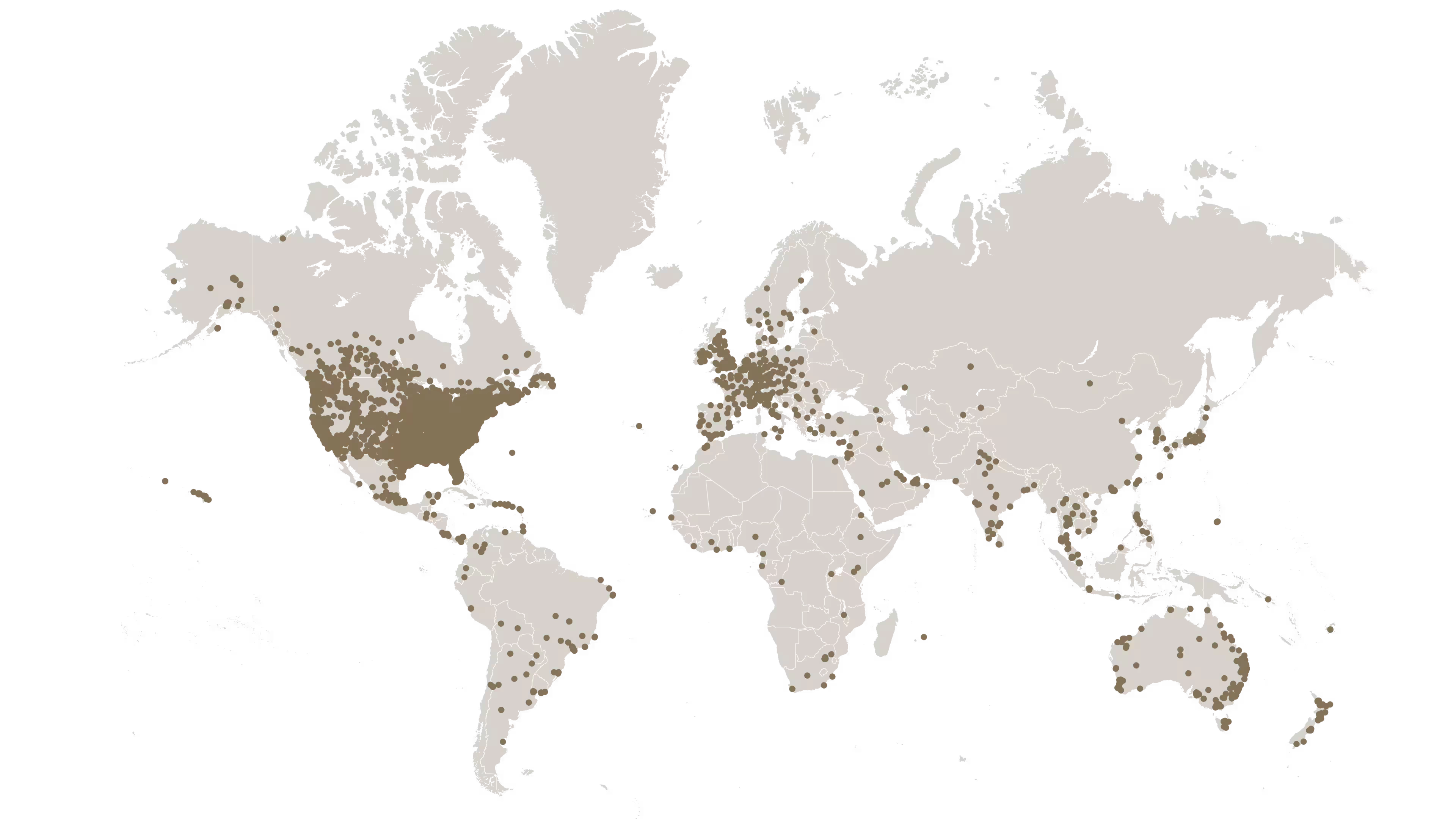 World map showing Yembo inspections